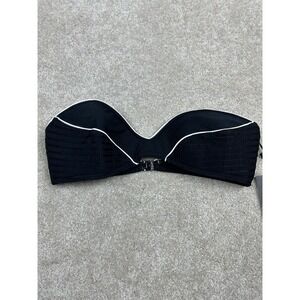 Insight Womens Bondage Shima Bandeau Swim Top Black White Size 8 Shirred Padded